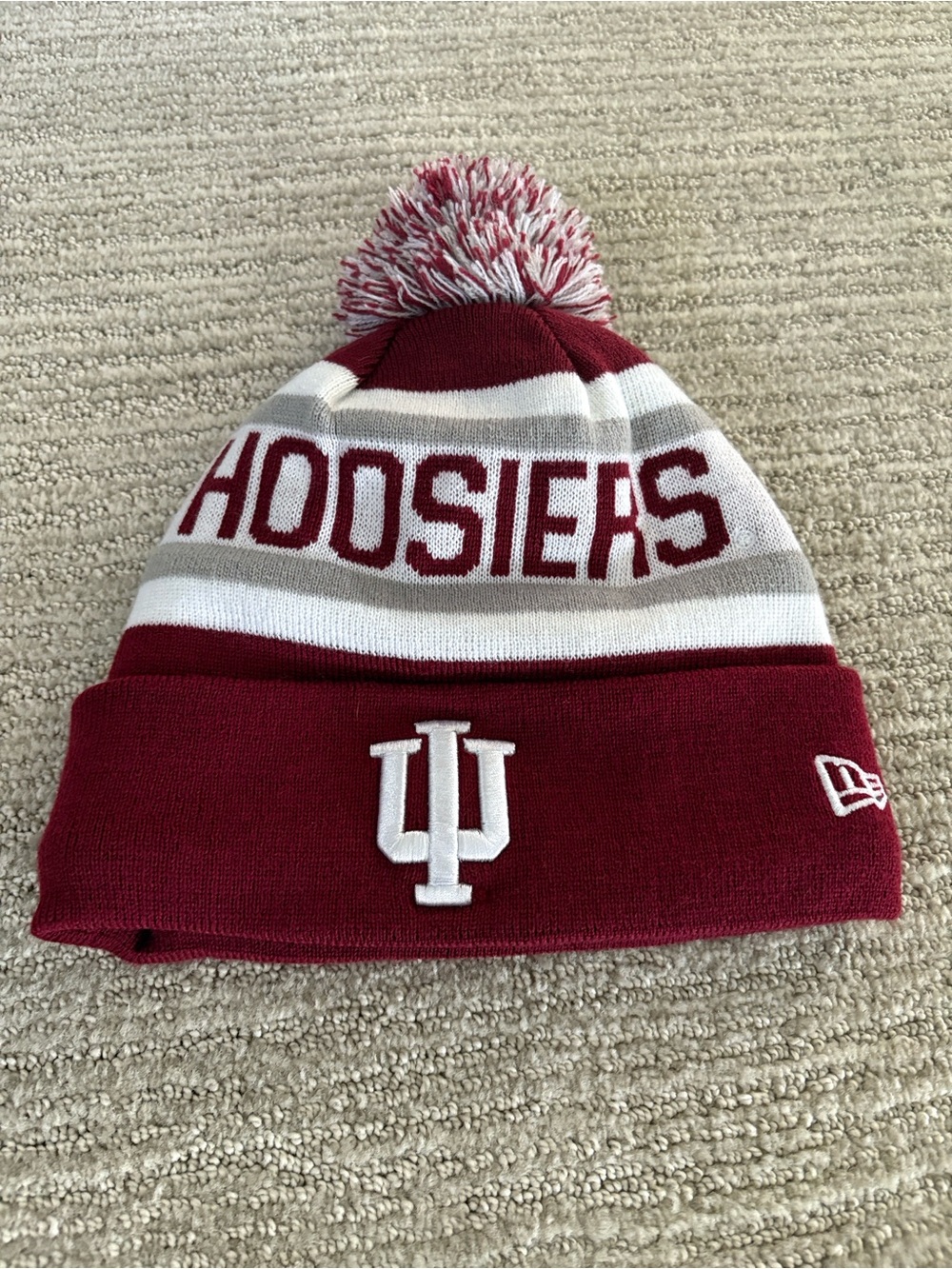 New Era Indiana Hoosiers Maroon/White/Gray Fleece-Lined Cuffed Beanie